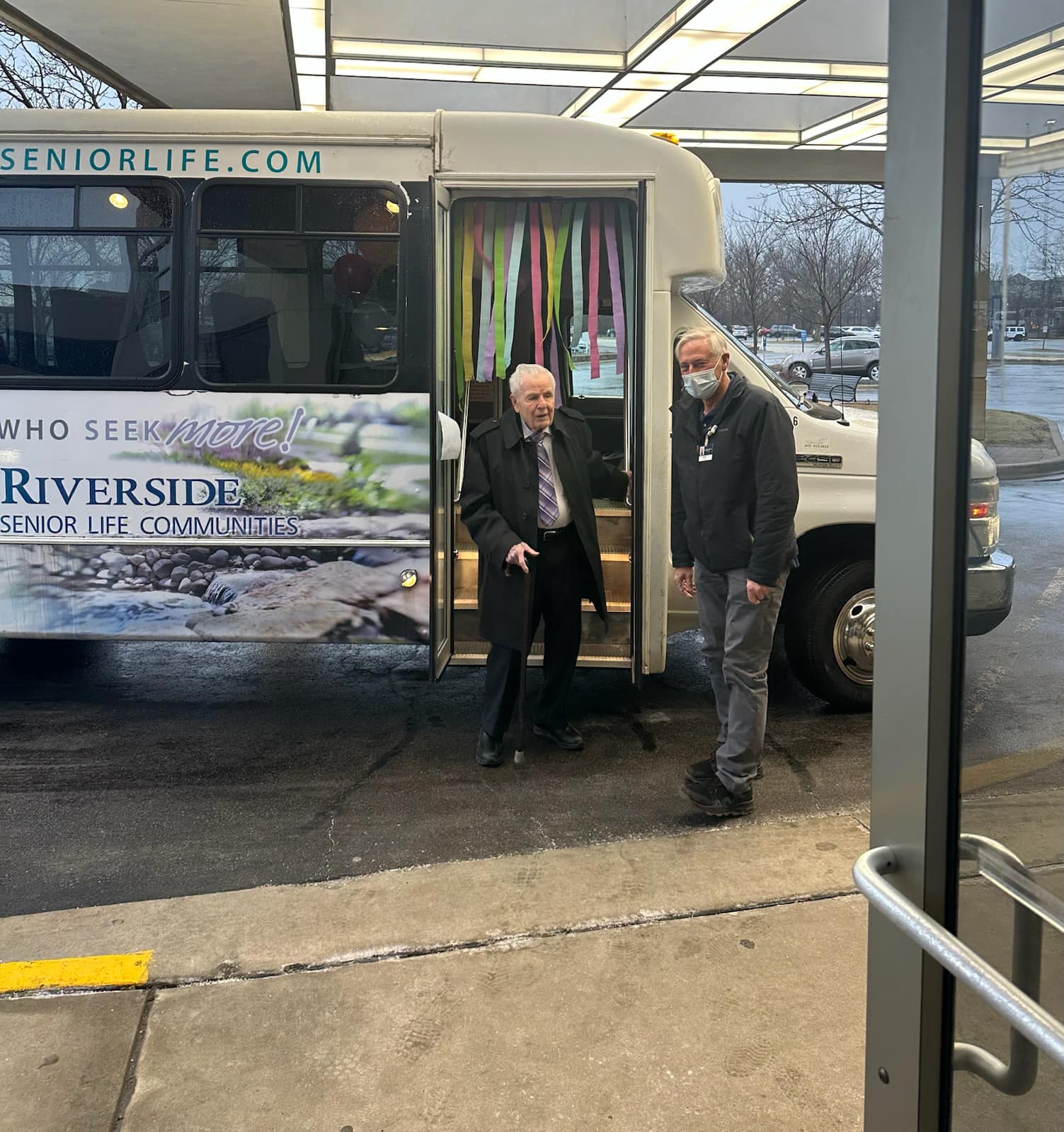 Ben getting off the bus